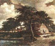HOBBEMA, Meyndert Landscape with a Hut f USA oil painting reproduction